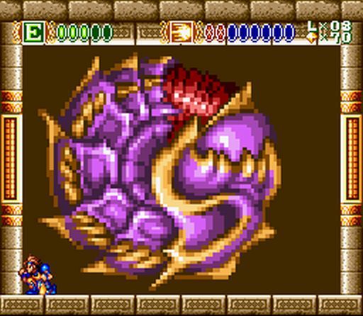 Skyblazer (SNES) screenshot: This boss grows with every hit