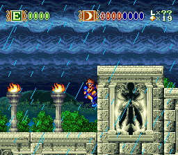 Skyblazer (SNES) screenshot: Climbing wall