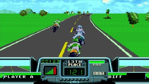 EA Replay (PSP) screenshot: Road Rash III in full screen mode (stretch 4:3)