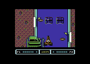 Last Duel: Inter Planet War 2012 (Commodore 64) screenshot: Ship leaping into the air