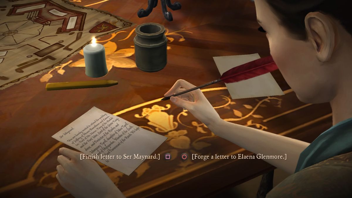 Game of Thrones: Episode Two of Six - The Lost Lords (PlayStation 4) screenshot: With a stolen seal, you can forge the letter to your mother