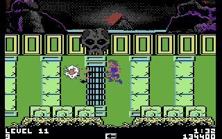 Thundercats (Commodore 64) screenshot: New enemies will often spawn while you're in mid-air