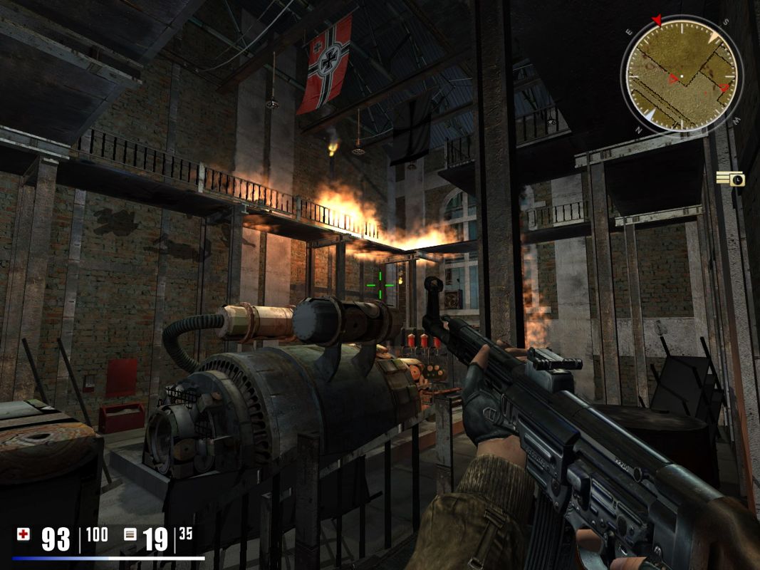 ÜberSoldier (Windows) screenshot: If you shoot barrels located near enemy soldiers you can set them on fire.