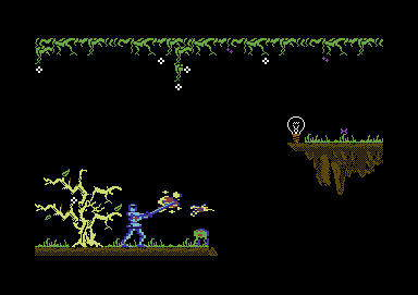 Camelot Warriors (Commodore 64) screenshot: Starting location - killing an attacking bird