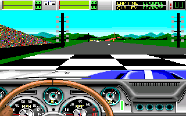 Stunt Driver (DOS) screenshot: Adrenaline Waiting for the Light!