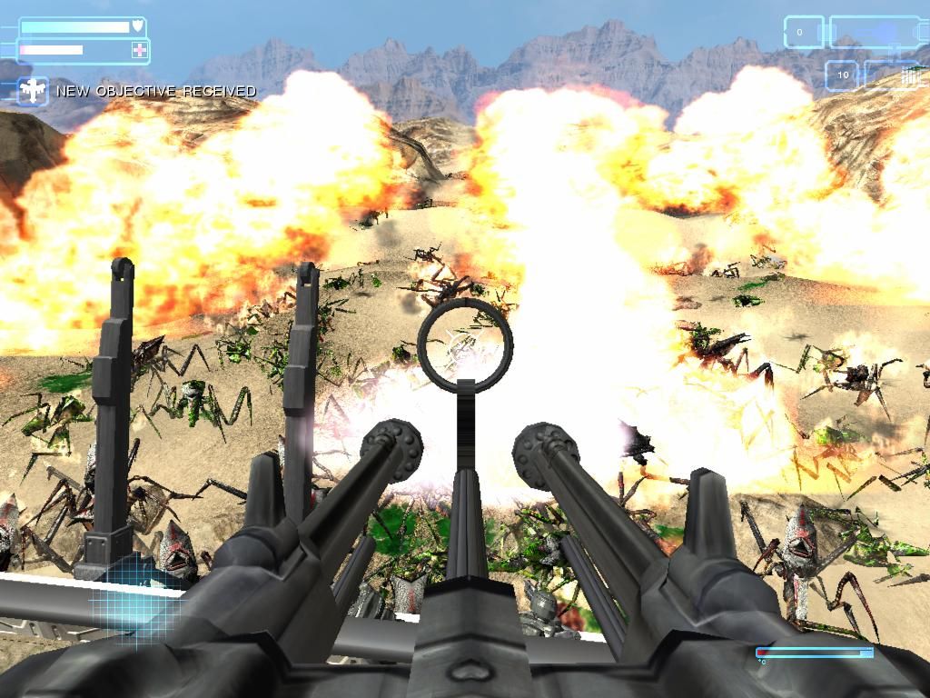 Starship Troopers (Windows) screenshot: Bombing run clears the situation.