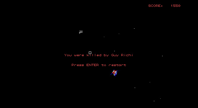 NetWars (DOS) screenshot: You were killed by Opponent (Multi-Player Mode)
