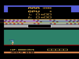 Track & Field (Atari 2600) screenshot: Starting the javalin throw