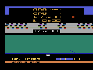 Track & Field (Atari 2600) screenshot: Throwing the javalin