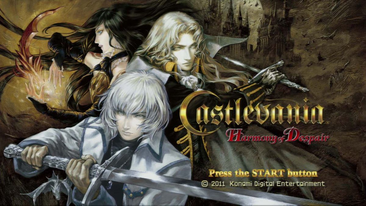 Castlevania: Harmony of Despair (PlayStation 3) screenshot: Very nice title screen painting.