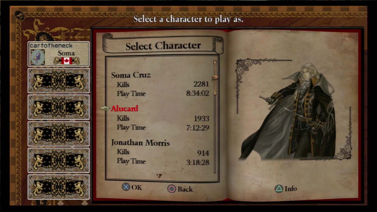 Castlevania: Harmony of Despair (PlayStation 3) screenshot: Character selection with large portraits.