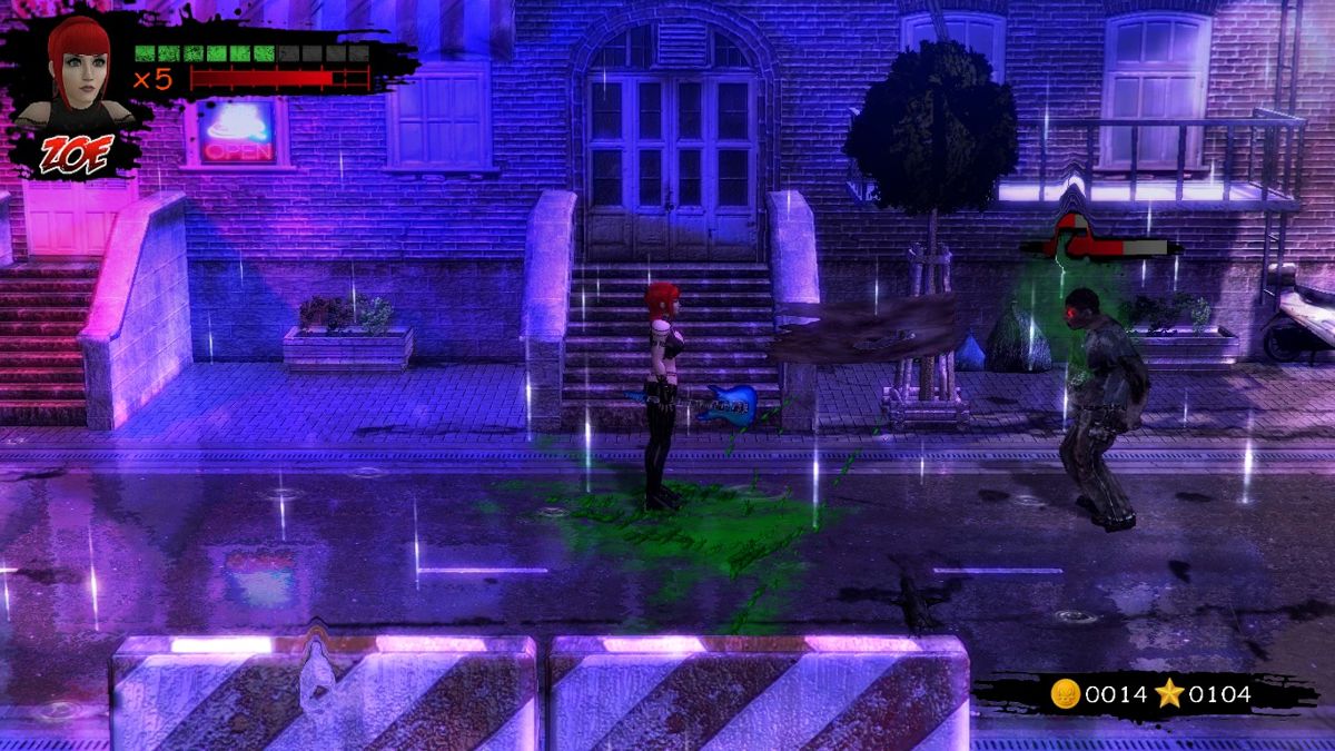 Rock Zombie (Windows) screenshot: A vomiting zombie