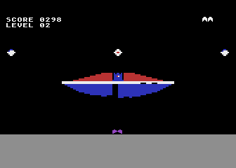 Castle Blast (Atari 5200) screenshot: Level 2. The Mothership blasted me.