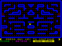 Gobbleman (ZX Spectrum) screenshot: Game Over.