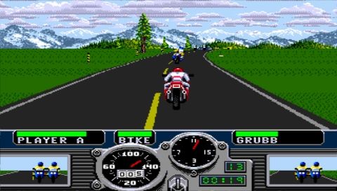 EA Replay (PSP) screenshot: Road Rash in full screen mode (stretch 4:3)