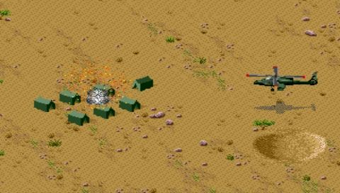 EA Replay (PSP) screenshot: Desert Strike in full screen mode (stretch 4:3)