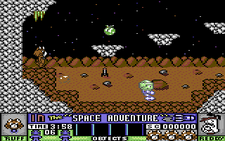 Ruff and Reddy in the Space Adventure (Commodore 64) screenshot: Game start