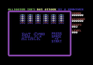 Bat Attack (Commodore 64) screenshot: Title