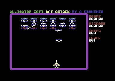 Bat Attack (Commodore 64) screenshot: Bats swoop down on you
