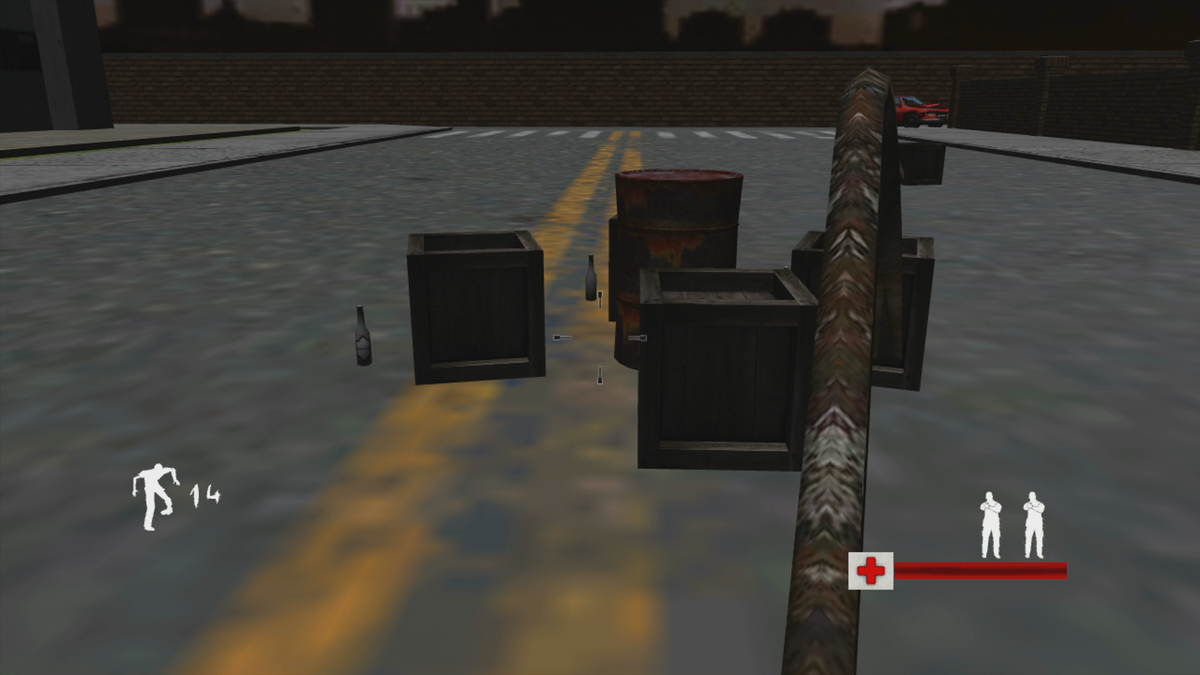 The Co-Op Zombie Game (Xbox 360) screenshot: More ammo and weapons is found in crates (Trial version)