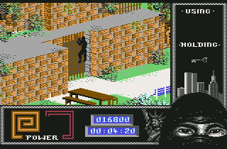 Last Ninja 2: Back with a Vengeance (Commodore 64) screenshot: Climbing to the top of the building.