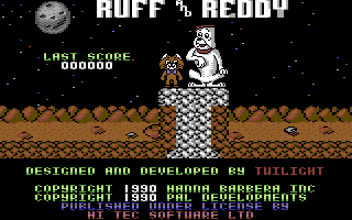 Ruff and Reddy in the Space Adventure (Commodore 64) screenshot: Title screen