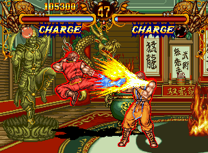 Double Dragon (Neo Geo CD) screenshot: Is that guy doing Captain Falcon's "Falcon Kick"? Boy, are he and Nintendo going to be mad about this...