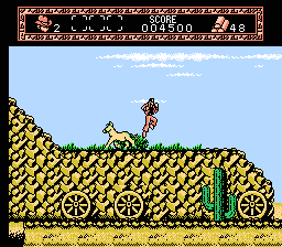 The Young Indiana Jones Chronicles (NES) screenshot: The horse runs wild after you take out its rider.