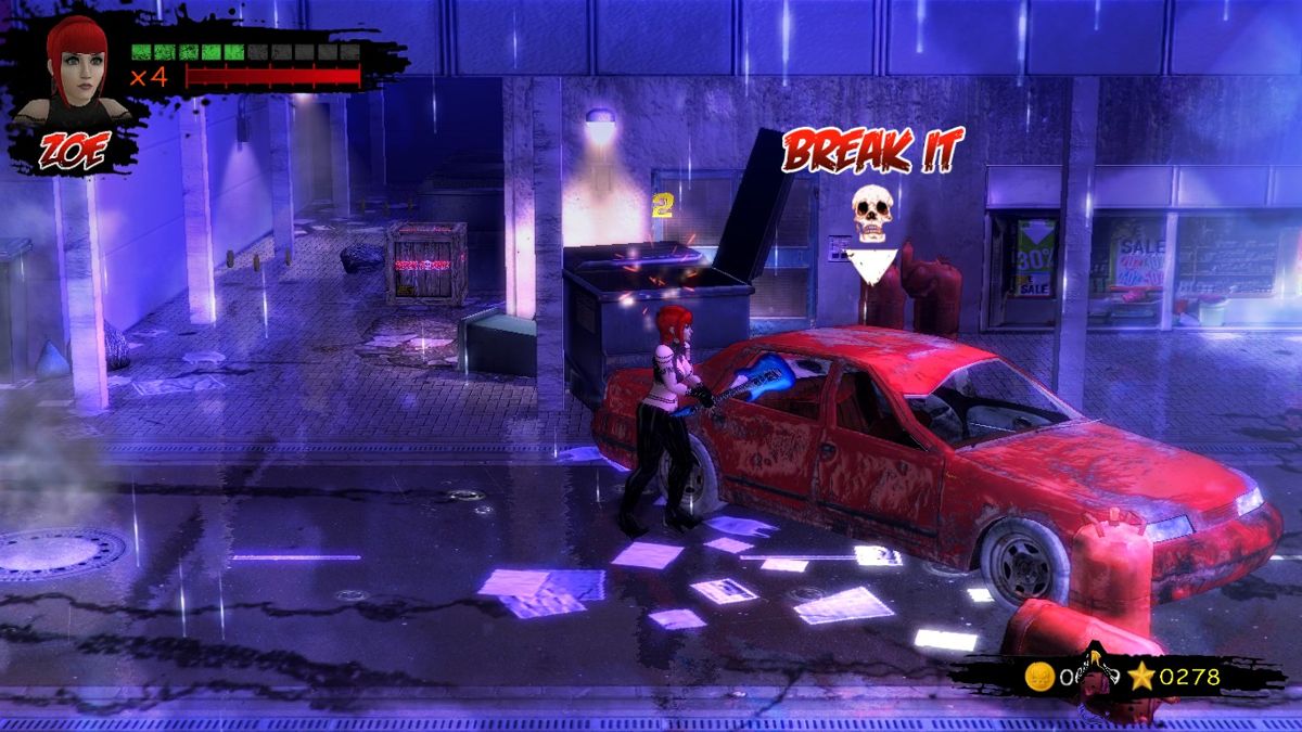 Rock Zombie (Windows) screenshot: Destroy the car.