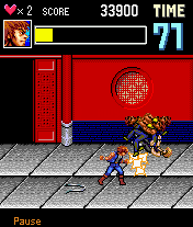 Double Dragon EX (J2ME) screenshot: Punching combo concluded with an uppercut.