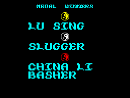 Oriental Games (ZX Spectrum) screenshot: Medal winners