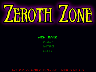 Zeroth Zone (DOS) screenshot: Starting menu