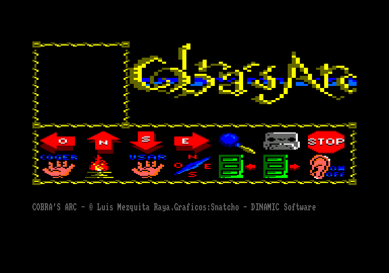Cobra's Arc (Amstrad CPC) screenshot: Title screen