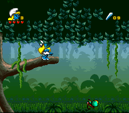 The Smurfs Travel the World (SNES) screenshot: The starting location in South America.