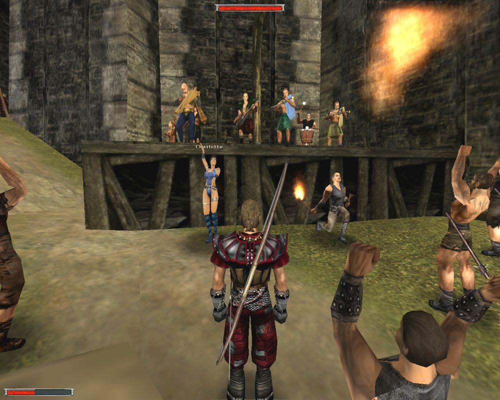 Gothic (Windows) screenshot: In Extremo, live at the Old camp courtyard (only in the European version)