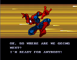 Marvel Super Heroes in War of the Gems (SNES) screenshot: Spidey wins again!