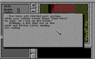 Prophecy of the Shadow (DOS) screenshot: Some events are described in text only