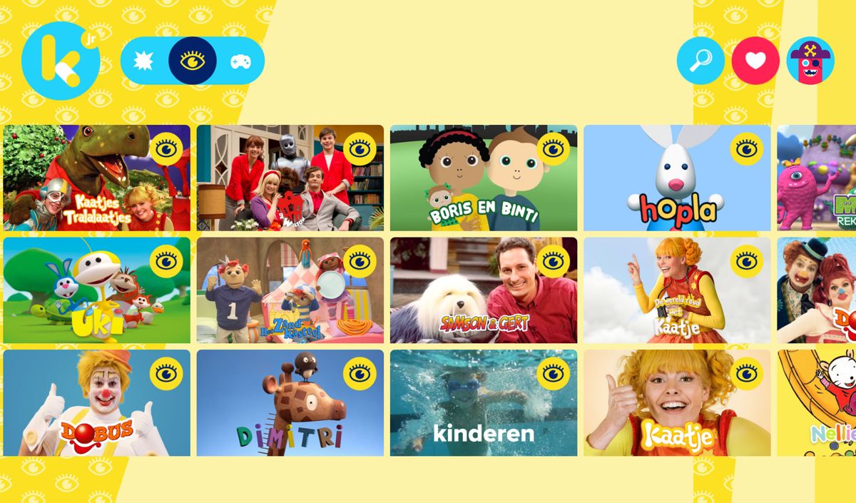 Ketnet Junior (Android) screenshot: Swipe right to find more content.