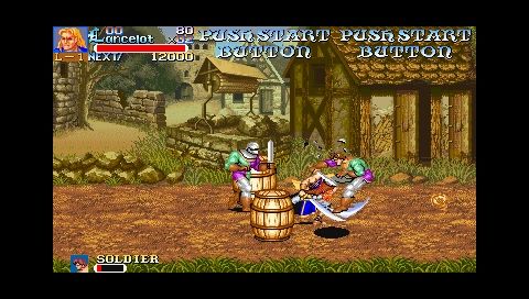 Capcom Classics Collection: Reloaded (PSP) screenshot: Knights of the Round in its default aspect ratio