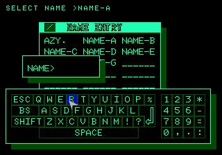 Blackhole Assault (SEGA CD) screenshot: Name entry mechanism