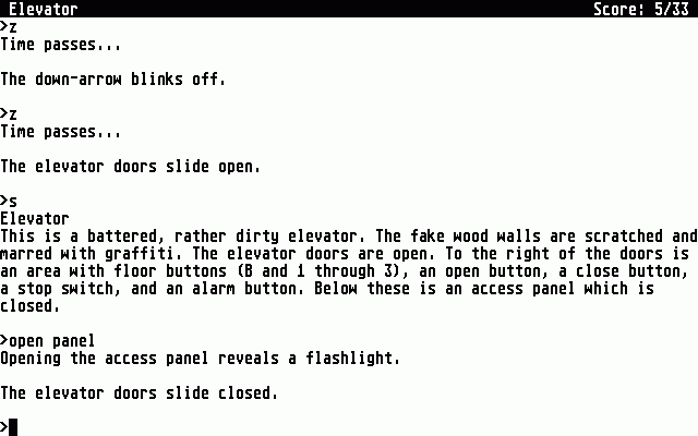 The Lurking Horror (Atari ST) screenshot: I found a flashlight (high resolution)