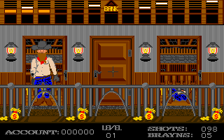 Gunshoot (Amiga) screenshot: First bank robber was just shot