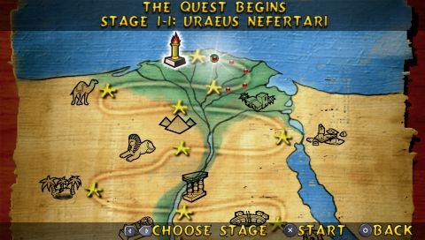 Luxor: The Wrath of Set (PSP) screenshot: World map in quest mode