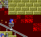 Sonic the Hedgehog 2 (Game Gear) screenshot: In a mine cart