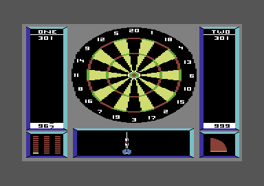 Superstar Indoor Sports (Commodore 64) screenshot: Lining up the shot