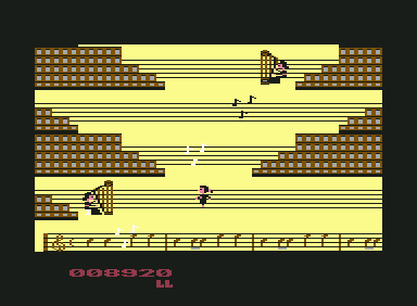 Amadeus Revenge (Commodore 64) screenshot: Women with harps are on your way...