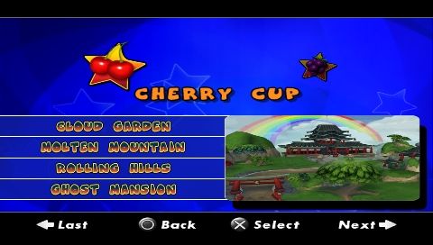 Pac-Man World Rally (PSP) screenshot: Cup selection screen