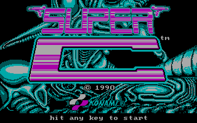 Super Contra (DOS) screenshot: Title screen (CGA)