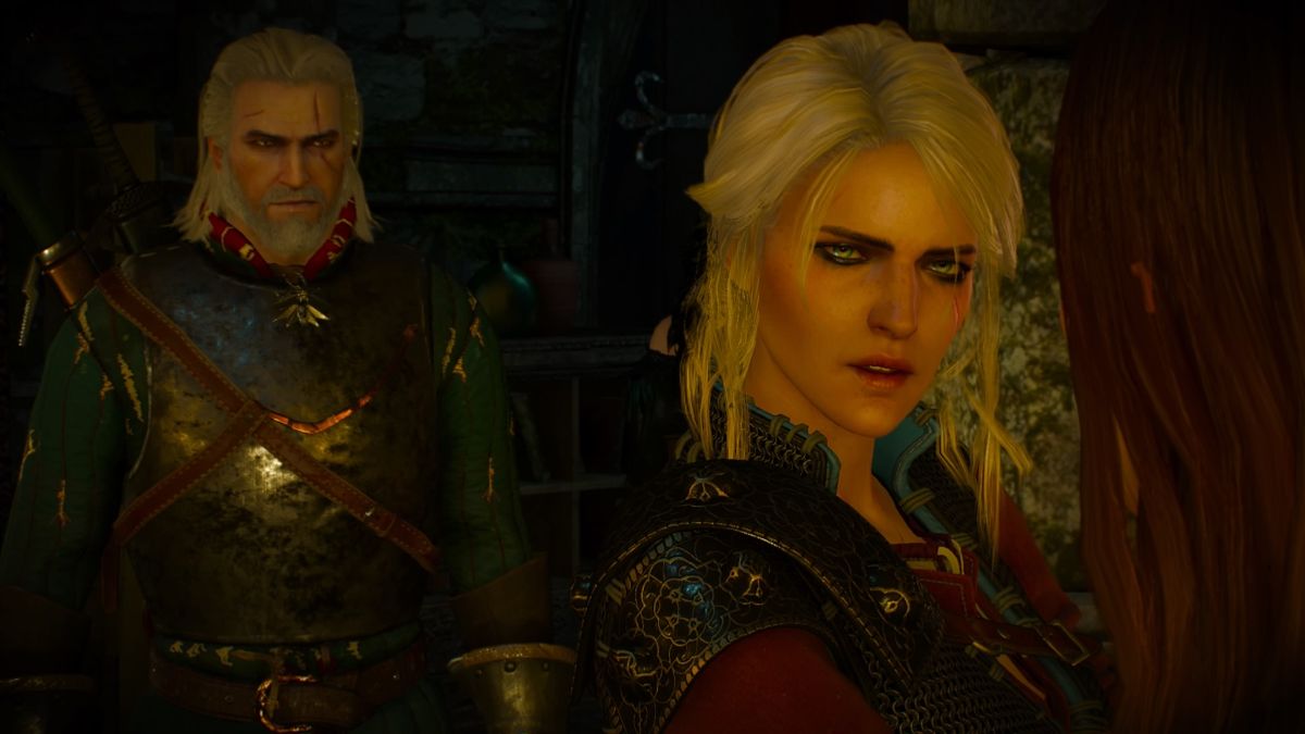 The Witcher 3: Wild Hunt - Alternative Look for Ciri (PlayStation 4) screenshot: Ciri talking to a rather bitchy elf woman