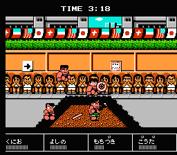 Downtown Nekketsu Kōshinkyoku: Soreyuke Daiundōkai (NES) screenshot: The victor is announced